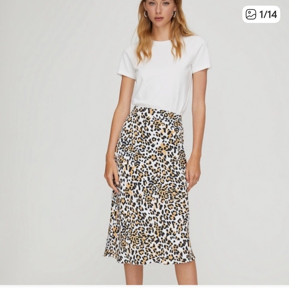 Aritzia Babaton Leopard Print Midi Skirt Size 2
